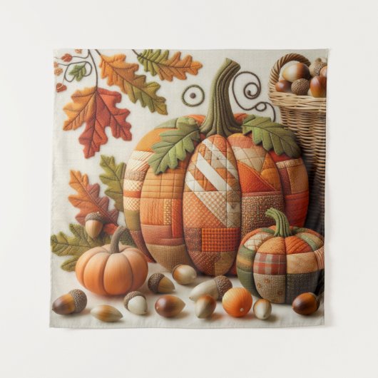 Patchwork Pumpkin Tapestry Wandteppich (Vorderseite)