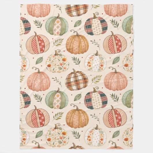 Patchwork Pumpkins Fall Gemütliche Herbstdekor & G Fleecedecke (Vorderseite)