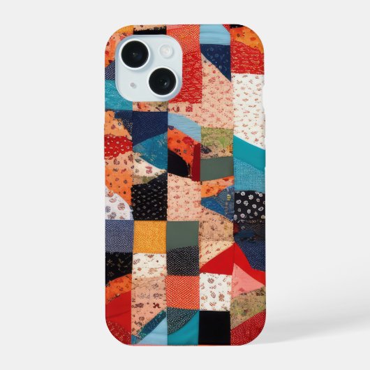 Patchwork Quilt Abstraktes Muster iPhone 15 Hülle (Rückseite)
