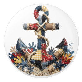 Patchwork Quilt Anchor Keramikknauf