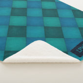 Patchwork Quilt - Aquamarin / Türkis - eigene Init Sherpadecke (3/4)