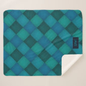 Patchwork Quilt - Aquamarin / Türkis - eigene Init Sherpadecke (Vorderseite (Horizontal))