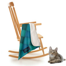 Patchwork Quilt - Aquamarin / Türkis - eigene Init