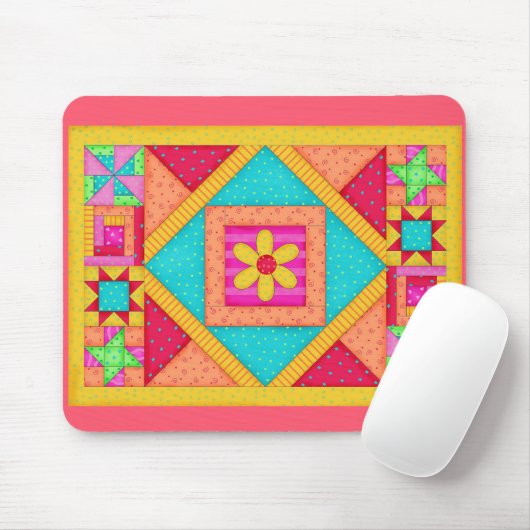 Patchwork Quilt Art Mousepad (Mit Mouse)