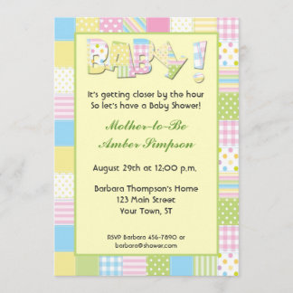 Patchwork Quilt Babydusche Einladung
