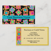 Patchwork Quilt Block Art Black Visitenkarte (Vorne/Hinten)