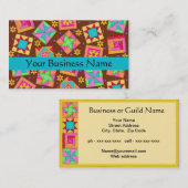 Patchwork Quilt Block Art Brown Visitenkarte (Vorne/Hinten)