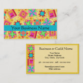 Patchwork Quilt Block Art Yellow Visitenkarte (Vorne/Hinten)