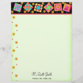 Patchwork Quilt Blocks Black Green Letterhead Briefkopf (Vorderseite)