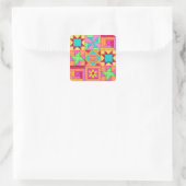 Patchwork Quilt Blocks Square Sticker (Tasche)