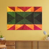 "PATCHWORK QUILT - BOLD GREEN GOLD ROSE SQUARES" LEINWANDDRUCK (Insitu (Wohnzimmer))