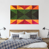 "PATCHWORK QUILT - BOLD GREEN GOLD ROSE SQUARES" LEINWANDDRUCK (Insitu (Schlafzimmer))