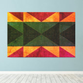 "PATCHWORK QUILT - BOLD GREEN GOLD ROSE SQUARES" LEINWANDDRUCK (Insitu (Holzboden))