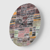 Patchwork Quilt Collage Nahtloses Drucken. Große Wanduhr (Winkel)