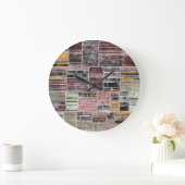 Patchwork Quilt Collage Nahtloses Drucken. Große Wanduhr (Zuhause)