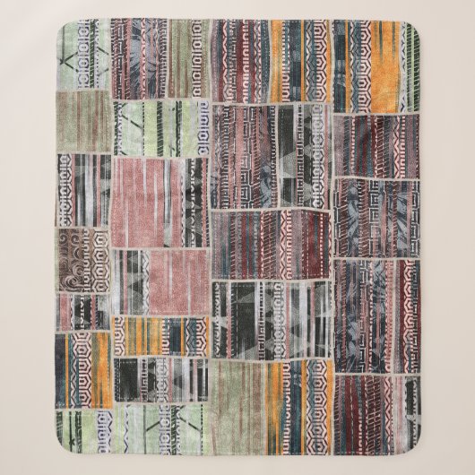 Patchwork Quilt Collage Nahtloses Drucken. Sherpadecke (Vorderseite)