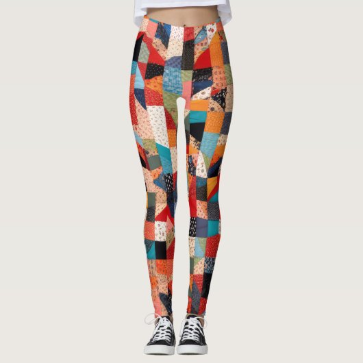 Patchwork Quilt Design Leggings (Vorderseite)