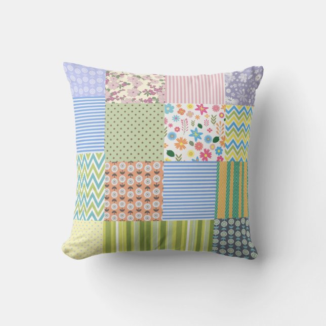 Patchwork Quilt Design Theme Kissen (Vorderseite)