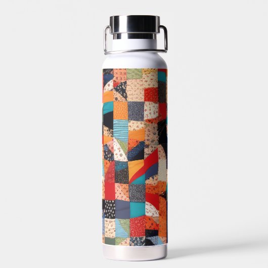 Patchwork Quilt Design Trinkflasche (Rückseite)