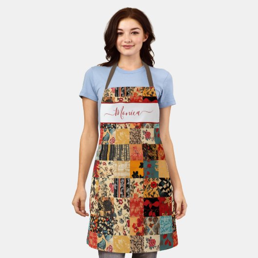 Patchwork-Quilt-Effekt Schürze (Getragen)