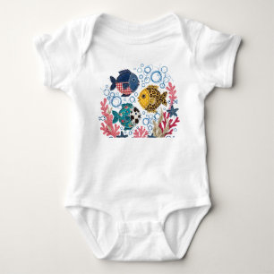 Patchwork-Quilt-Fisch Baby Strampler