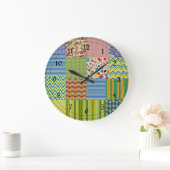 Patchwork Quilt Große Wanduhr (Zuhause)