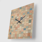 Patchwork-Quilt in gedämpften Farben Quadratische Wanduhr (Winkel)
