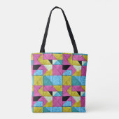 Patchwork Quilt Inspiriert Boho Trompe L'oeil Tasche (Rückseite)