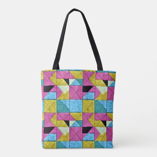 Patchwork Quilt Inspiriert Boho Trompe L'oeil Tasche (Rückseite)