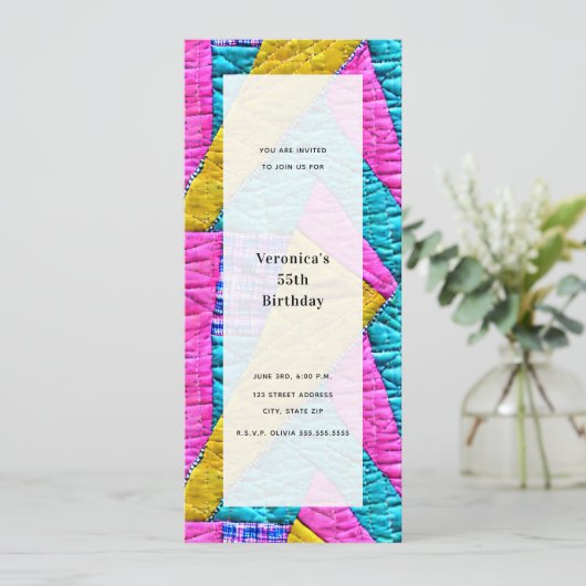 Patchwork Quilt Inspiriert Generic All Purpose Par Einladung (Stehend Vorderseite)