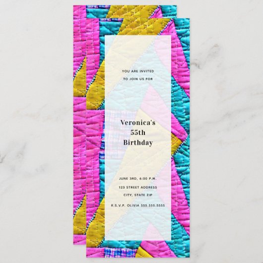 Patchwork Quilt Inspiriert Generic All Purpose Par Einladung (Vorne/Hinten)