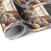 Patchwork-Quilt-Katze im Fenster Geschenkpapier (Rolleneckpunkt)