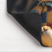 Patchwork-Quilt-Katze im Fenster Mousepad (Ecke)