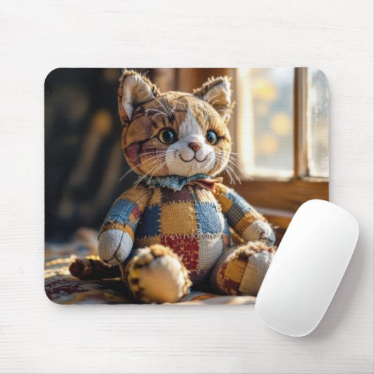 Patchwork-Quilt-Katze im Fenster Mousepad (Mit Mouse)