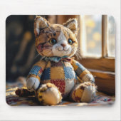 Patchwork-Quilt-Katze im Fenster Mousepad (Vorne)
