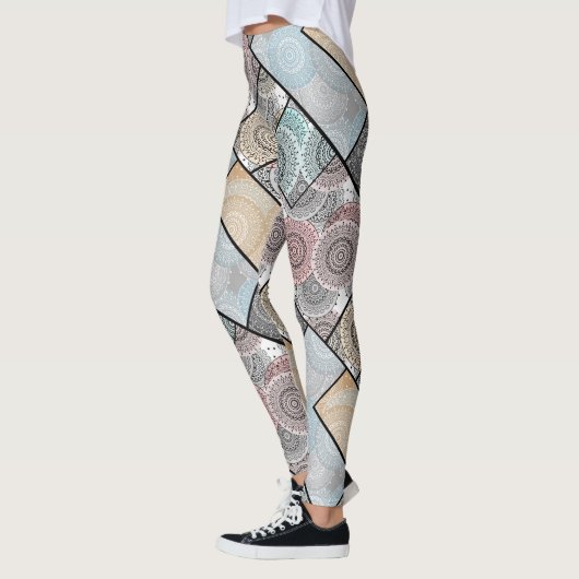 Patchwork quilt Keramik Fliesen Kreise Mandala Pas Leggings (Links)
