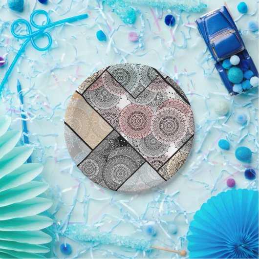 Patchwork quilt Keramik Fliesen Kreise Mandala Pas Pappteller (Party)