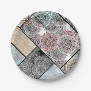 Patchwork quilt Keramik Fliesen Kreise Mandala Pas Pappteller