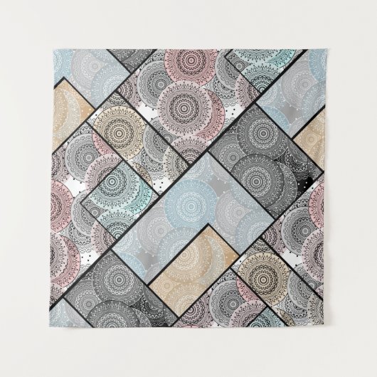 Patchwork quilt Keramik Fliesen Kreise Mandala Pas Wandteppich (Vorderseite (Horizontal))