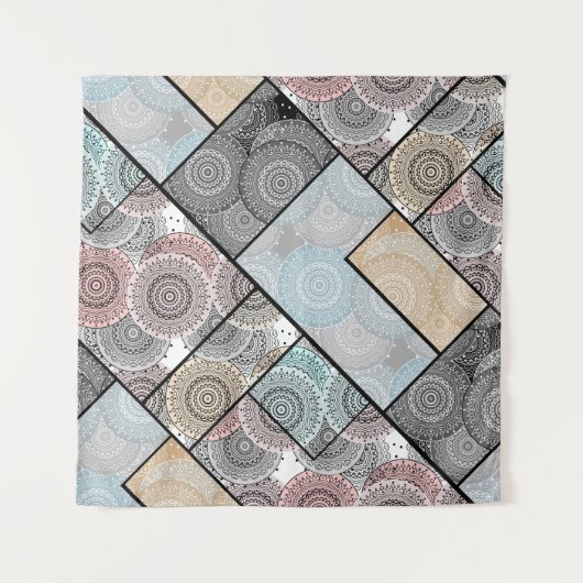 Patchwork quilt Keramik Fliesen Kreise Mandala Pas Wandteppich (Vorderseite)