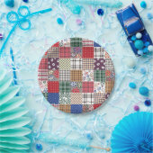 Patchwork-Quilt Mehrfarbig Gingham Pappteller (Party)