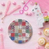 Patchwork-Quilt Mehrfarbig Gingham Pappteller (Party)