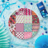 Patchwork-Quilt Mehrfarbig Gingham Pappteller (Party)