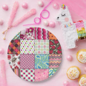 Patchwork-Quilt Mehrfarbig Gingham Pappteller (Party)
