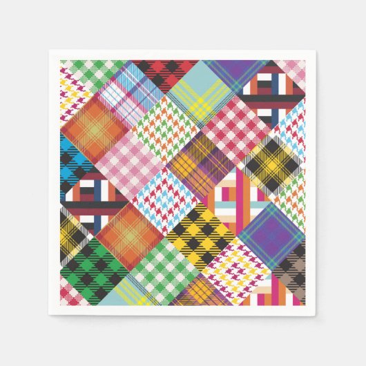 Patchwork-Quilt mehrfarbig Gingham Serviette (Vorderseite)