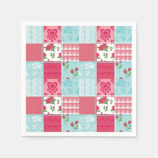 Patchwork-Quilt mehrfarbig Gingham Serviette (Vorderseite)