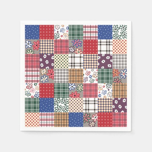 Patchwork-Quilt Mehrfarbig Gingham Serviette (Vorderseite)
