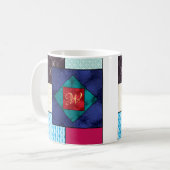Patchwork Quilt Monogram Kaffeetasse (Vorderseite Links)