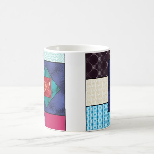 Patchwork Quilt Monogram Kaffeetasse (Mittel)