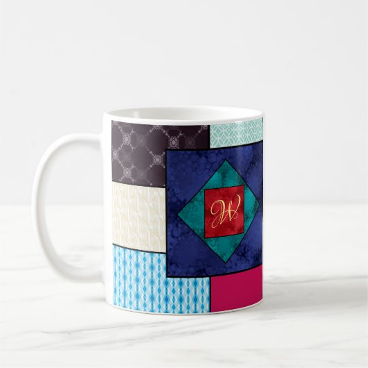 Patchwork Quilt Monogram Kaffeetasse (Links)